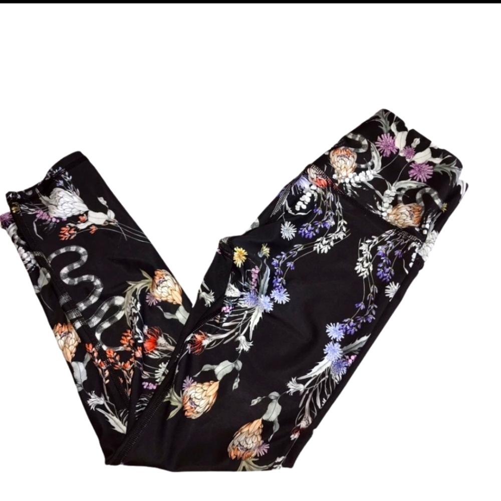 Noli Active Dark Moody Snake & Floral Leggings XS